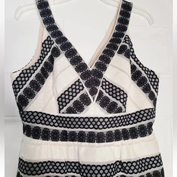 Plenty By Tracy Reese Loretta Black White Jacquard Stripe Dress Size 6 Small - Picture 5 of 12